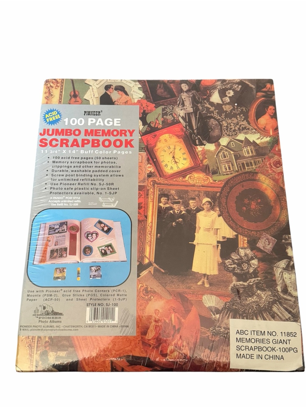 PIONEER Jumbo Memory Scrapbook - Brown, Gold, Red Collage Cover